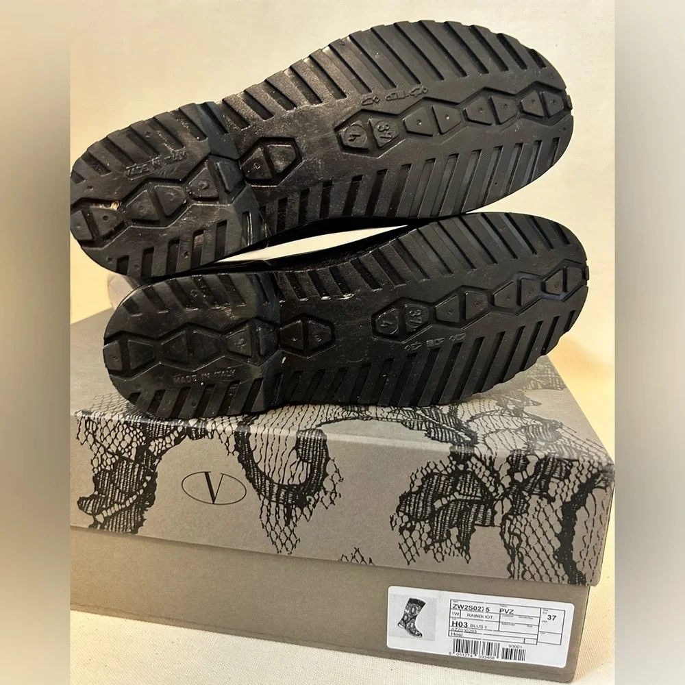 Valentino Women's Lace Patterned Rain Boots - Gray